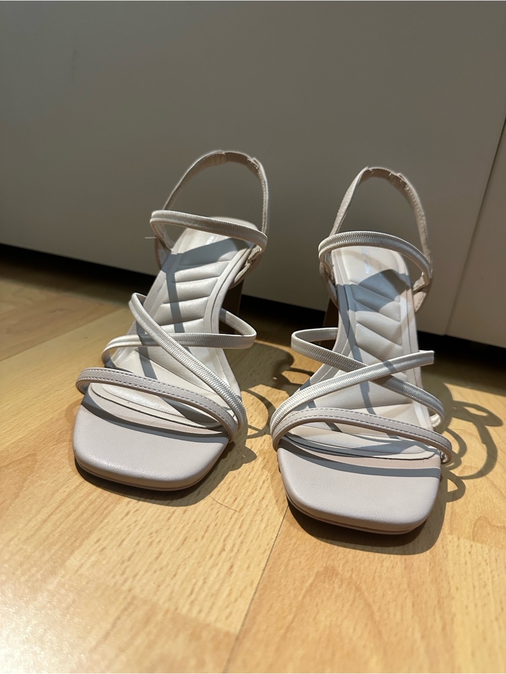 Minimal Strappy Sandals in Light Beige - Elegant Women’s Heels